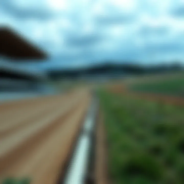 A deserted horse racing track with worn-out stands and overgrown grass, symbolizing the decline of the sport in Chicagoland.