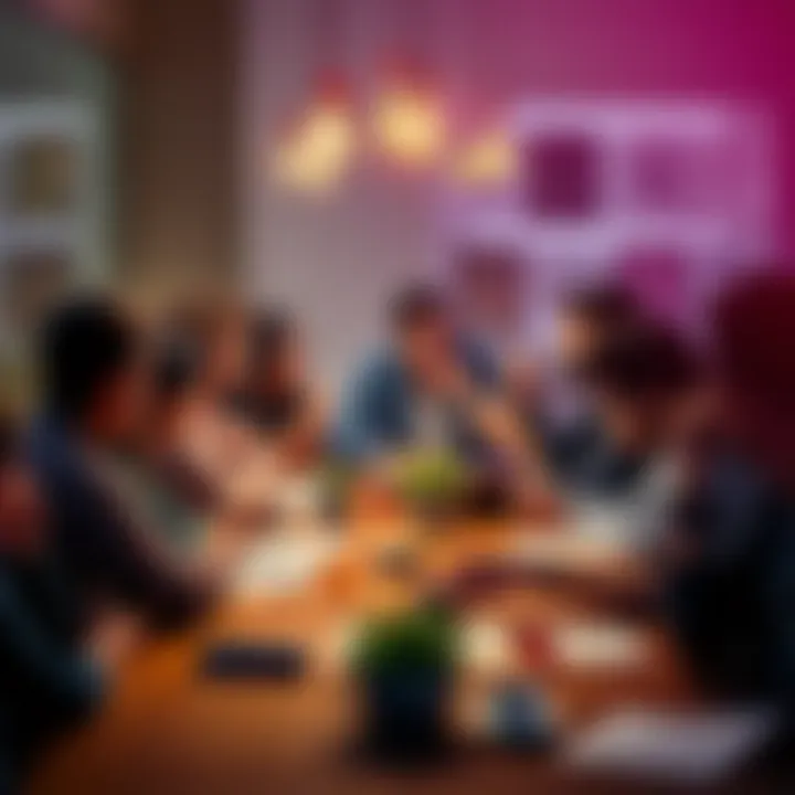 A diverse group of people brainstorming ideas around a table, illustrating innovation and collaboration in modern life.