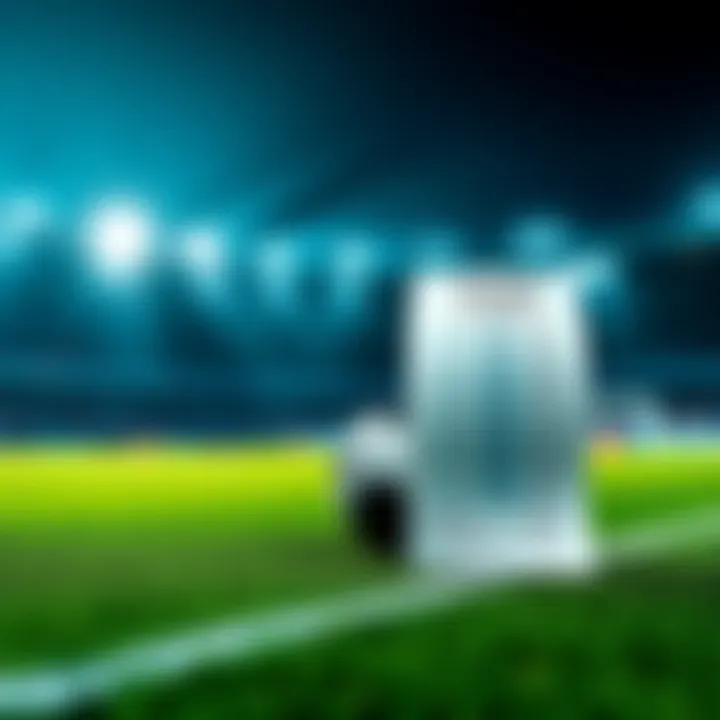 A soccer field with a betting slip showing high odds for various matches