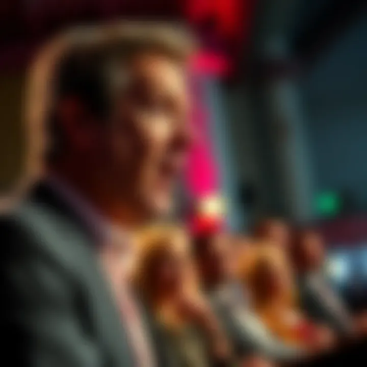 Eric Wasserson makes a controversial comment during a public speech, with a captivated audience listening intently.