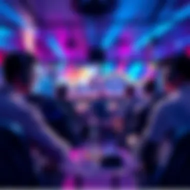 People engaging in an esports betting conversation with charts and game graphics displayed