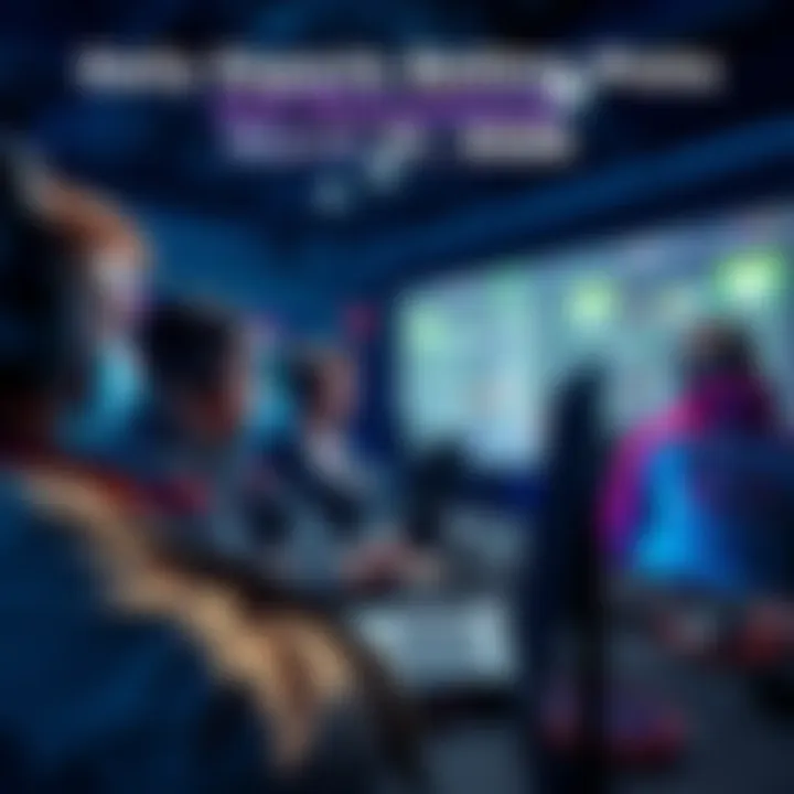 Group of people engaged in esports betting discussions, analyzing game stats and strategies on a digital platform.