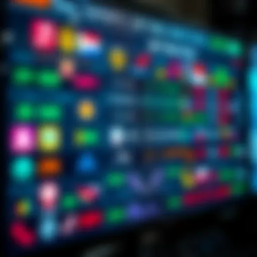 A collection of esports icons and betting odds on a digital screen