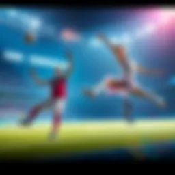 A football player celebrates a goal during the Euro Championships alongside a figure skater performing a routine at the Winter Olympics