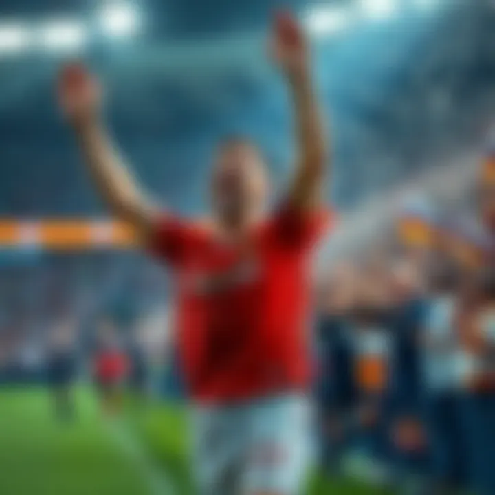 Evloev Celebrating a Win Evloev celebrating a victory with teammates, fans cheering in the background