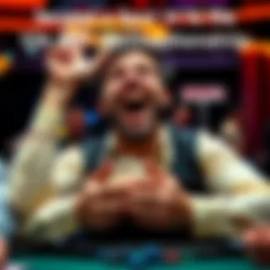 A thrilled poker player celebrating their entry into the 10k WPT Championship after winning a spot for $44.