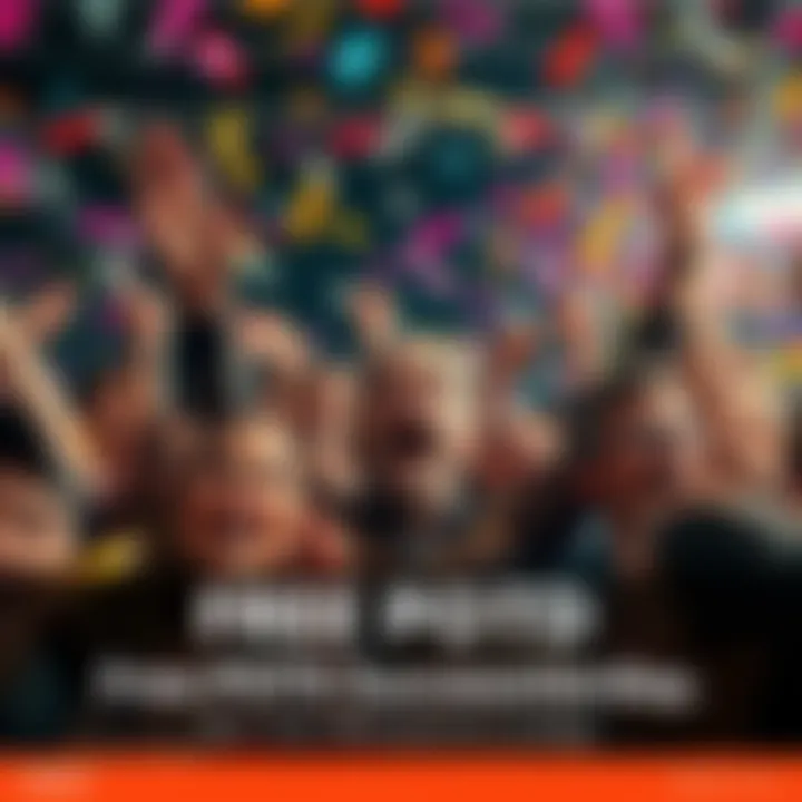 A diverse group of people celebrating their success with excited expressions, surrounded by confetti, representing the enthusiasm of the Free POTD event.