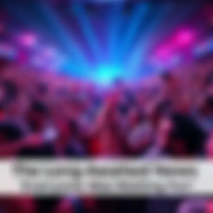 A large crowd showing excitement and surprise over recent news, with people talking and sharing opinions.