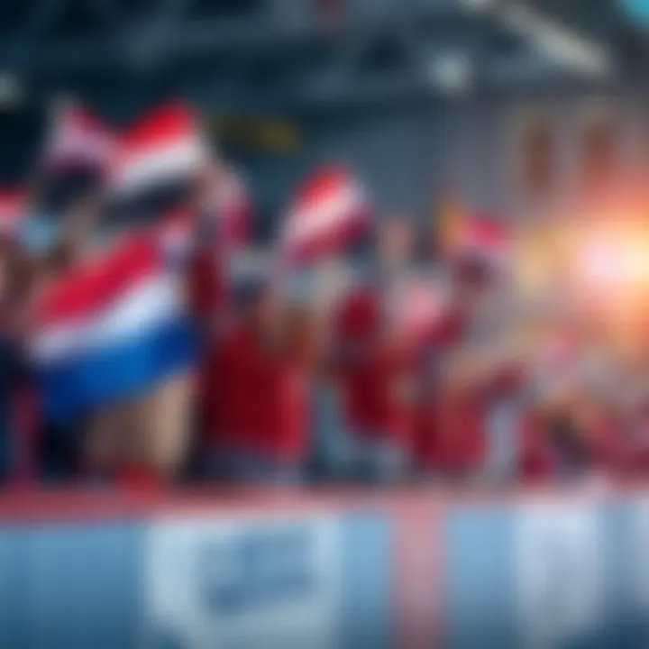 Fans cheer and wave flags in celebration of 18 Leg's historic win at the Olympic Hockey match