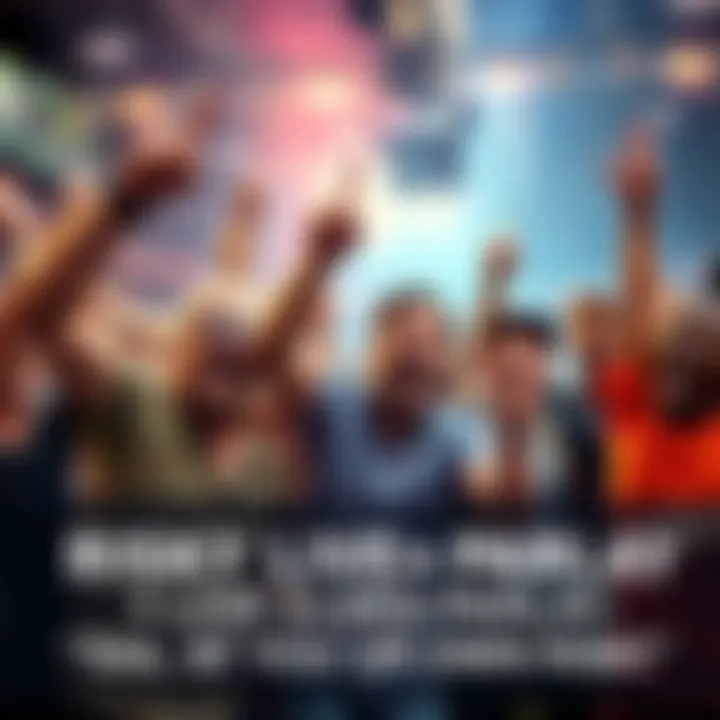 A group of happy people cheering and celebrating after a successful sports bet, showing a bright atmosphere of excitement and camaraderie.