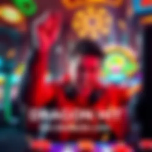 A person celebrating a big win while playing the Dragon Link game, surrounded by flashing lights and casino atmosphere.