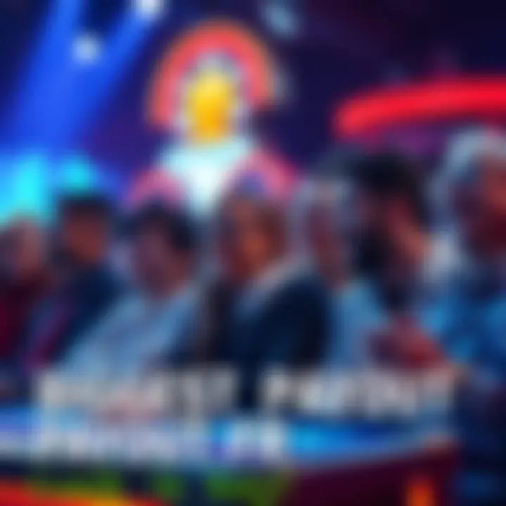 A group of people eagerly watching a game show for a chance to win a big payout, with expressions of hope and excitement on their faces.