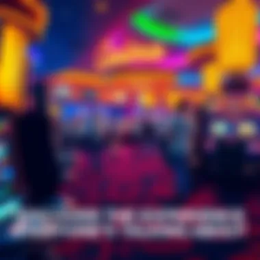 A lively casino with players at slot machines and table games, filled with bright lights and energy