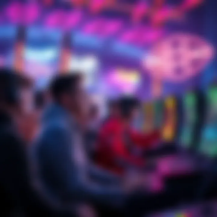A vibrant scene showing players engaged in a dynamic new game, filled with colorful graphics and intense action, showcasing the potential for fun and investment in the gaming industry.