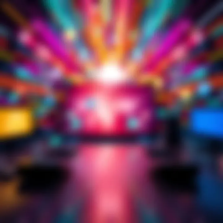 A vibrant graphic showing a burst of color with various icons representing updates and new features.