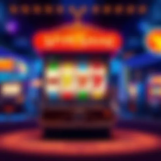 A colorful slot machine with spinning reels showing various symbols, offering a fun gaming experience at a low price of $0.80 per spin.