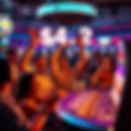 A thrilling gaming scene with people celebrating a $4.2 million pot win, showing excitement and joy.