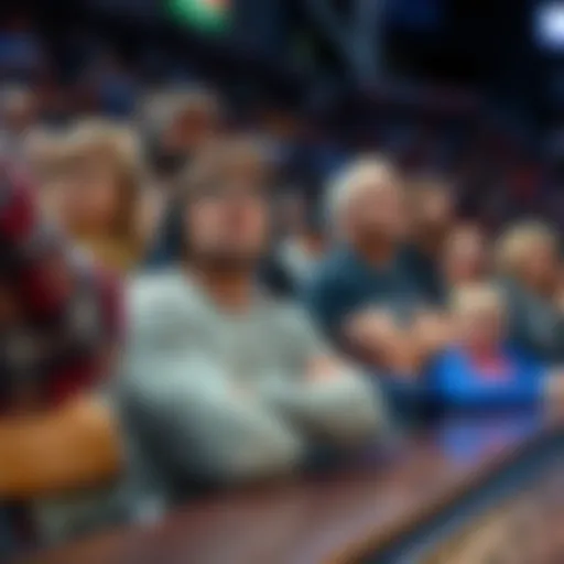 Fans reacting with surprise during the thrilling 4th quarter of a basketball game.