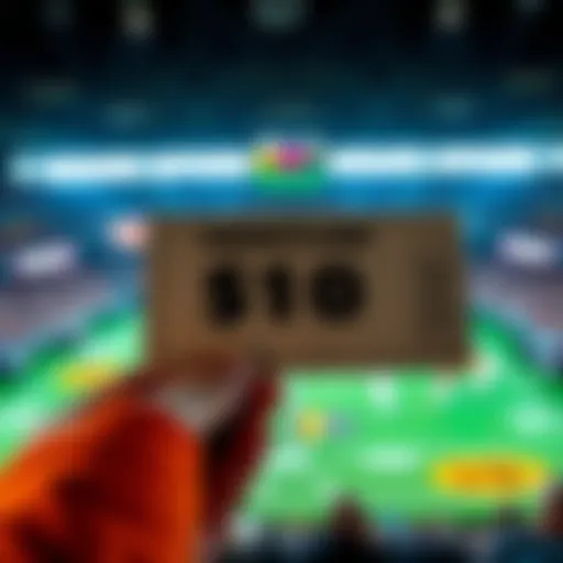 Exciting Betting Experience A person holding a lottery ticket with a sports game in the background, representing a $10 bet on an underdog team.
