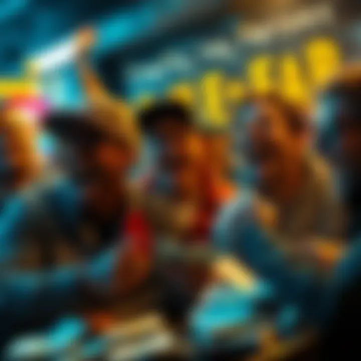 A sports betting scene showing bettors excited about the +950 odds on The ML Cannon tonight, with money and betting slips in focus.