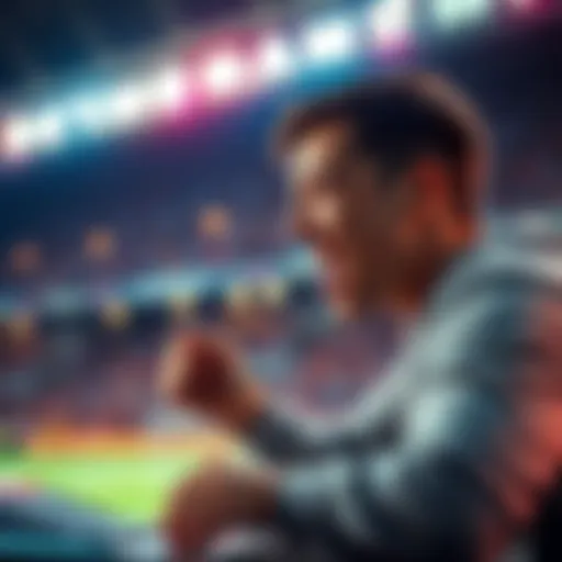 A person placing a bet on a sports match with excitement and anticipation