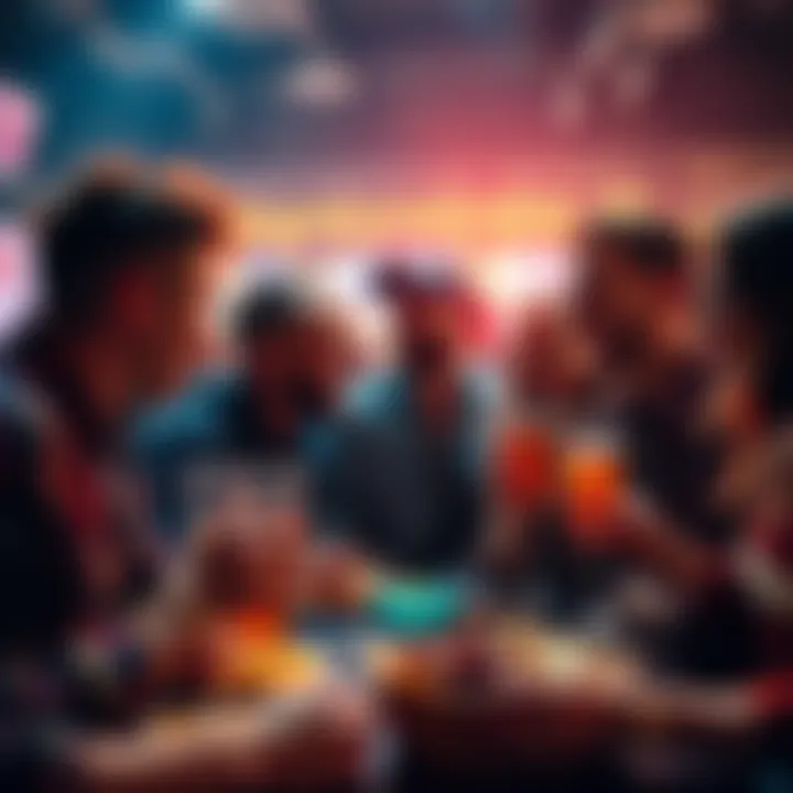 A group of friends enjoying the thrill of placing bets together, celebrating with drinks and snacks as they hope for a big win.