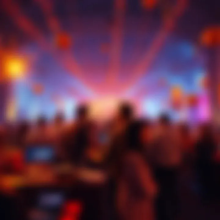 A group of people preparing for a fun event with decorations and excitement in the air.