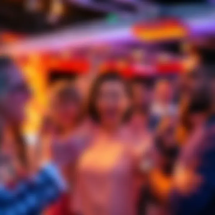 A group of people excitedly discussing upcoming events and opportunities, with bright colors and energetic expressions