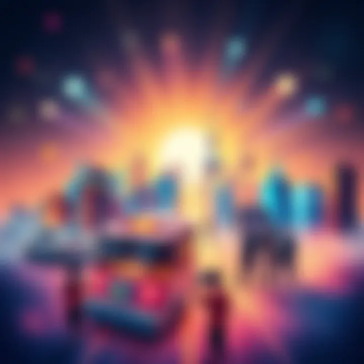 A vibrant illustration of various sectors like technology, entertainment, and innovation coming together, symbolizing a bright future.