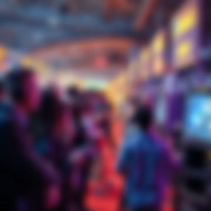 A lively scene of people competing in various games and activities during a three-day event, filled with excitement and energy.