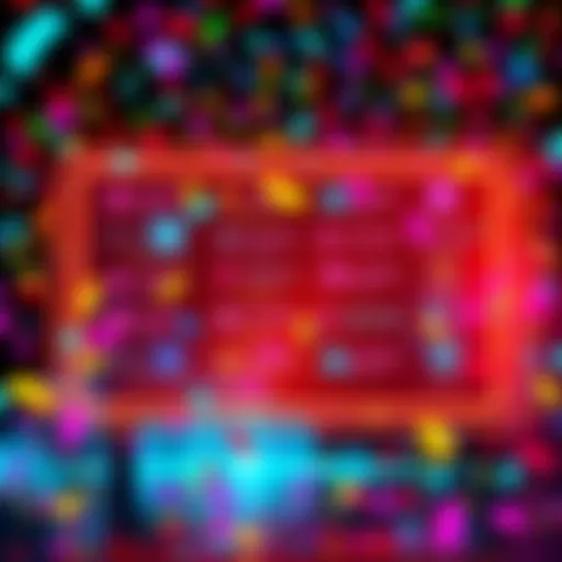 Exciting Rewards Codes A colorful display of various reward codes on a digital screen with confetti in the background