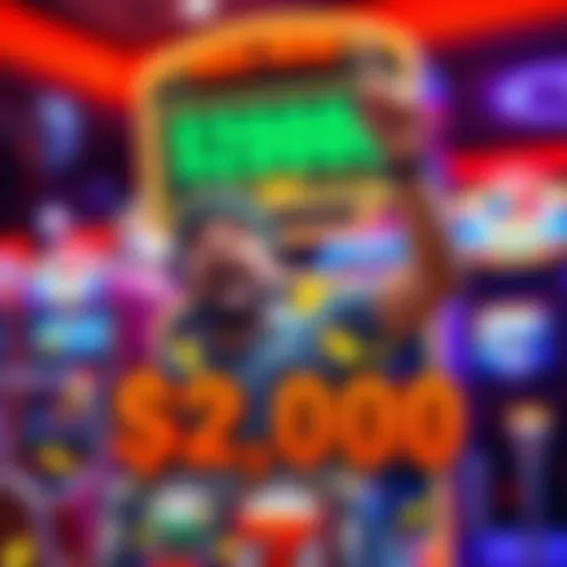 Player celebrating after hitting a $2,000 jackpot from a $20 spin on a slot machine