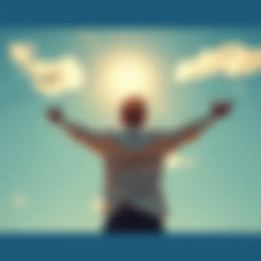 Exploring Possibilities A person looking at a clear sky with open arms, symbolizing the exploration of potential