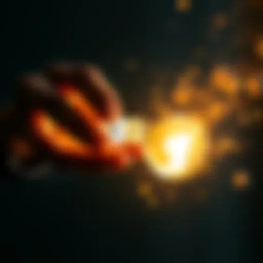 A person holding dice in one hand and a glowing orb in the other, symbolizing the blend of faith and randomness.