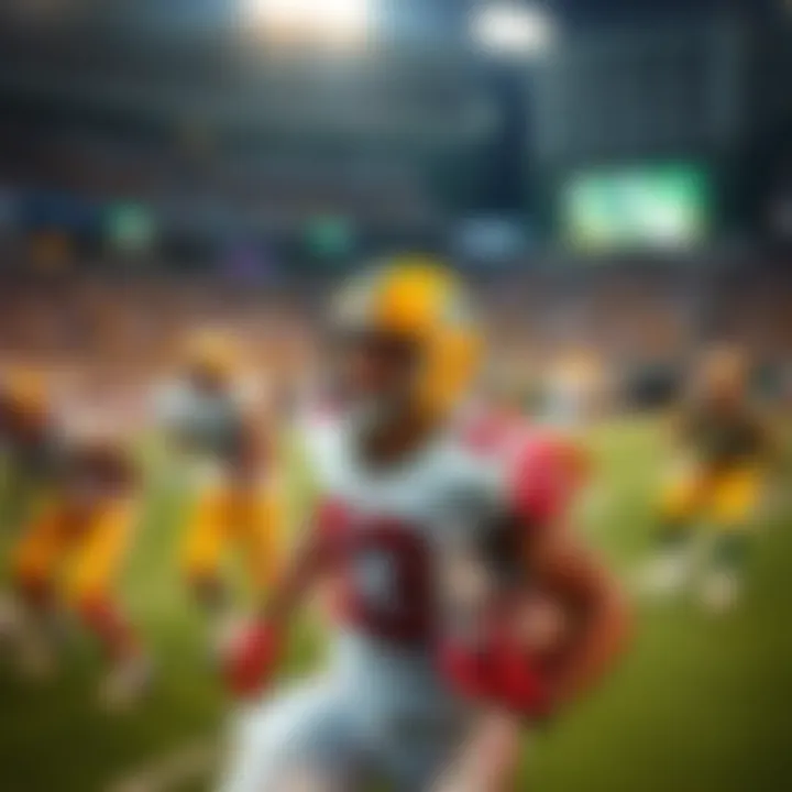 Action shot of Atlanta Falcons and Green Bay Packers players during a Thursday Night Football game