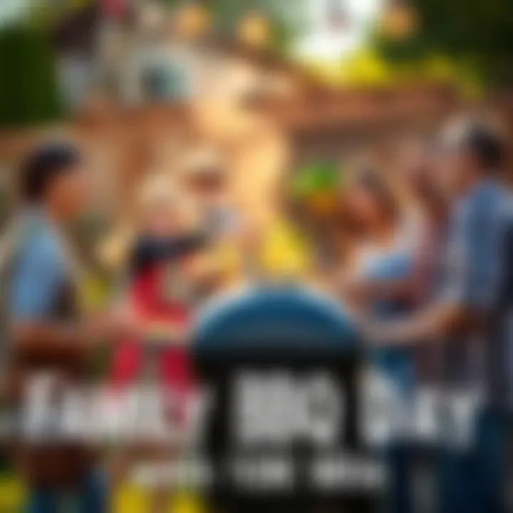 Family BBQ Celebration A joyful family gathered around a grill during a barbecue, enjoying food and laughter in a sunny backyard, celebrating a surprising financial win.
