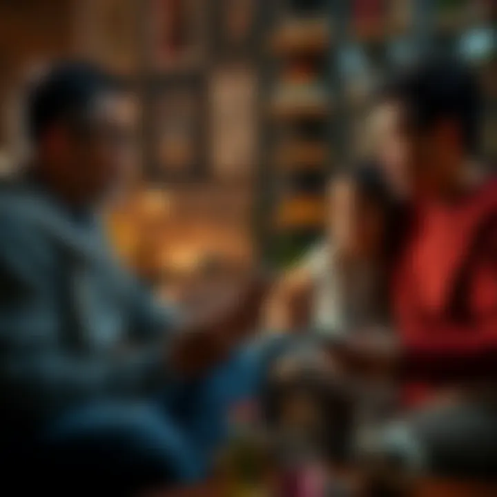 Family discussing gambling A family having a serious conversation about sports betting and gambling concerns at home.