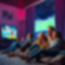 A family gathered around the TV, laughing and enjoying snacks while watching the Super Bowl, emphasizing quality time over betting stress.