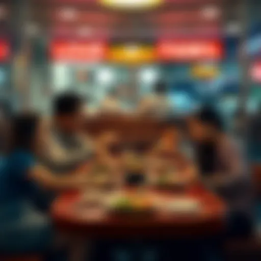 Family enjoying dinner at a restaurant A family sitting at a restaurant table, looking uncertain while eating dinner together.