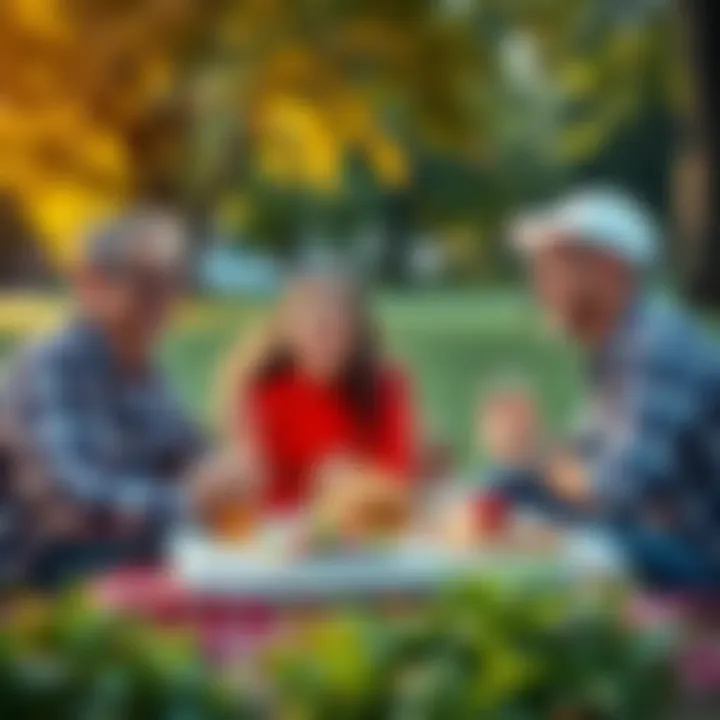 Family Time Together A happy family enjoying a picnic in the park, smiling and laughing, while staying away from gambling activities.