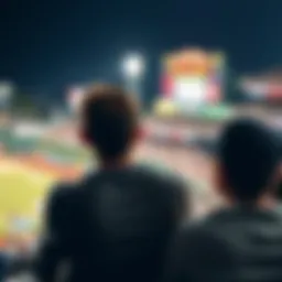 A disappointed fan watches a baseball game as home runs are hit, looking frustrated about missing the action after cashing out early.