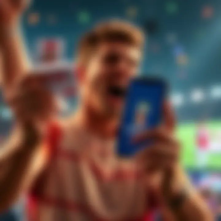 A person celebrating while holding a betting ticket and a smartphone displaying the Fanatics Casino logo, with World Cup elements in the background.