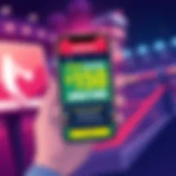 A vibrant illustration showing a smartphone with the Fanatics Sportsbook app open, featuring a promotional banner for new players offering $150 in bonus funds after a $10 deposit.