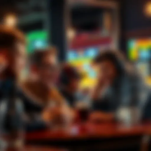 A group of angry sports bettors discussing poor FanDuel performance in a bar setting