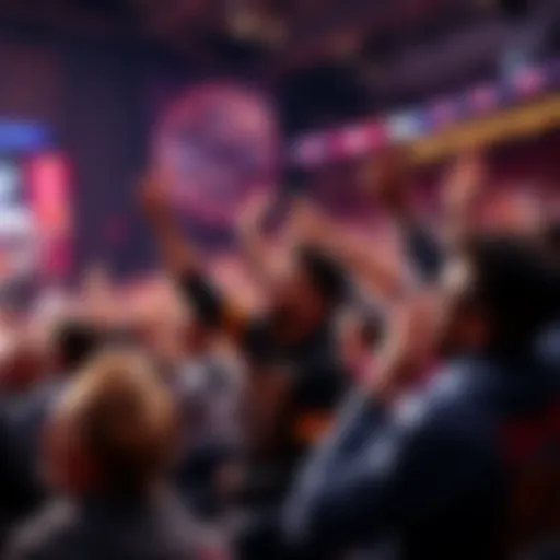 Fans celebrate FanDuel's early success linked to the Cavaliers, with a chat queue visualized in the background.