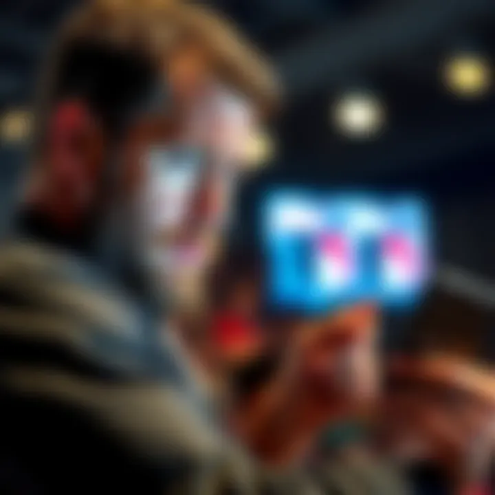 A frustrated bettor looking at a smartphone displaying incorrect betting stats on FanDuel