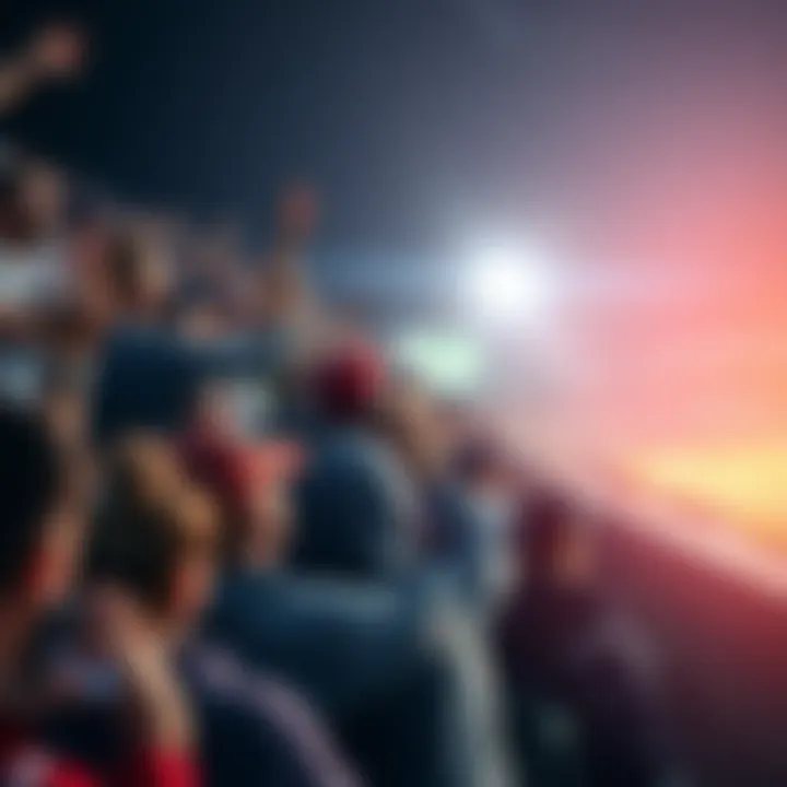 A large crowd of fans cheering at a baseball game, focused on Jordan Walker at bat, with excitement in the air.