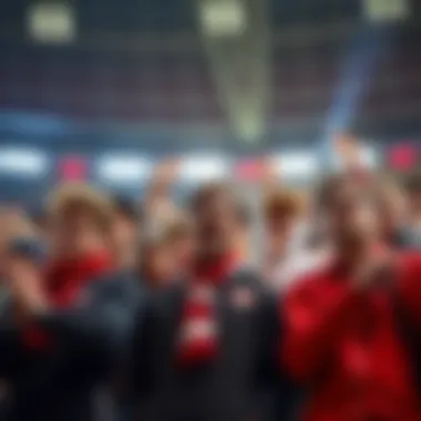 A group of frustrated sports fans showing disappointment after a controversial draft decision