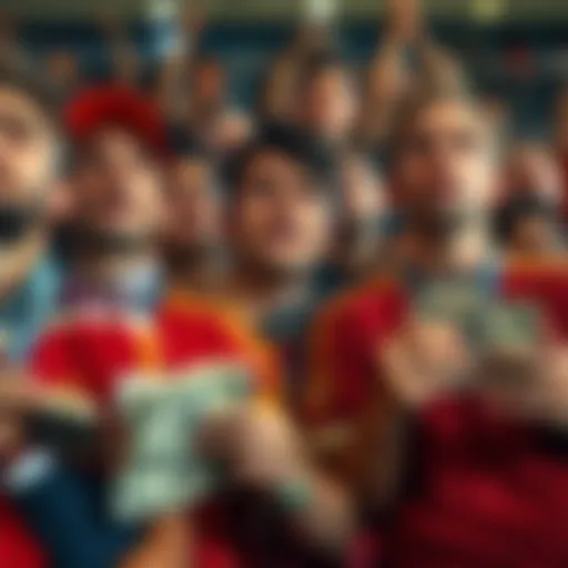 Disappointed fans showing frustration after Spain's World Cup match, with empty wallets and sad expressions