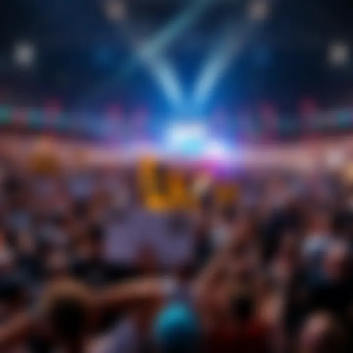 A large crowd of fans cheering and holding signs in anticipation of the upcoming event, filled with energy and excitement.
